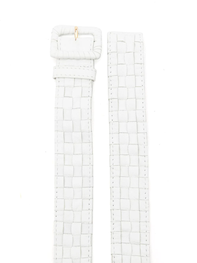 Amir Slama Woven Leather Belt In White