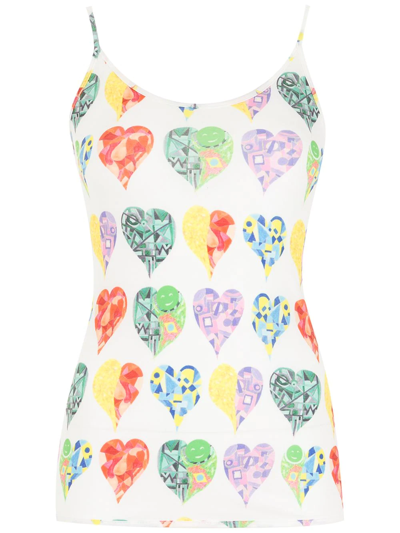 Shop Amir Slama Heart-print Tank Top In Neutrals