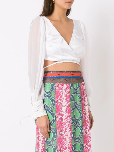 Shop Amir Slama Cropped Silk Blouse In White