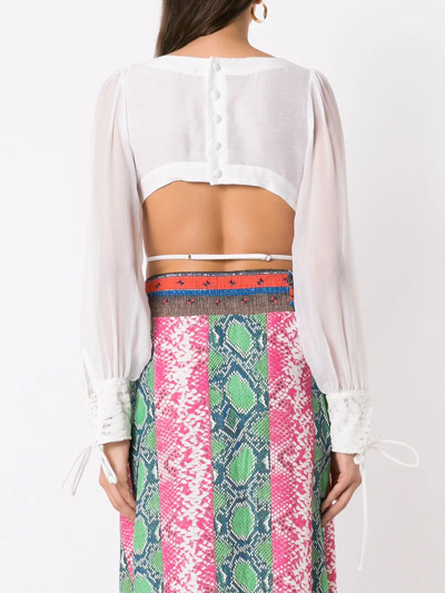 Amir Slama Cropped Silk Blouse In White