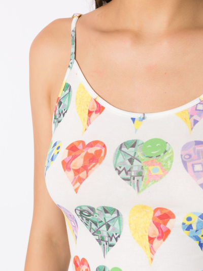 Shop Amir Slama Heart-print Tank Top In Neutrals