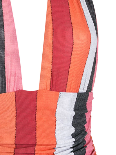 Amir Slama Colour-block Halterneck Swimsuit In Multicolour