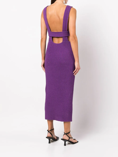 Shop Khaite Alessia Plunge-neck Dress In Purple