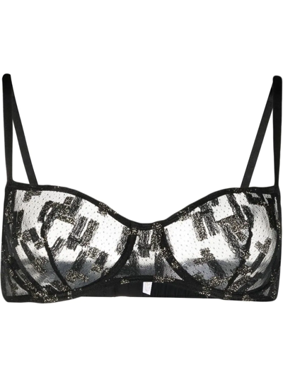 Eres Metallic-threading Semi-sheer Bra In Black