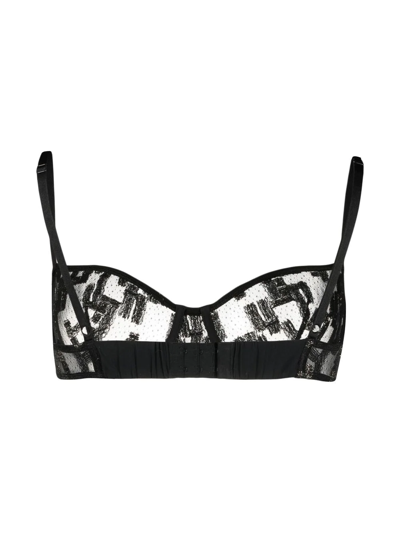 Eres Metallic-threading Semi-sheer Bra In Black