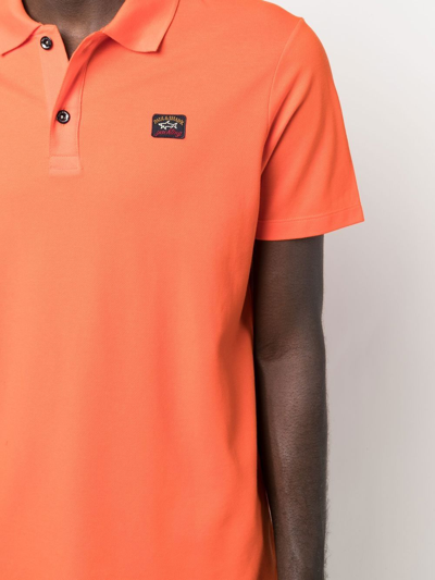 Shop Paul & Shark Logo Patch Polo Shirt In Orange