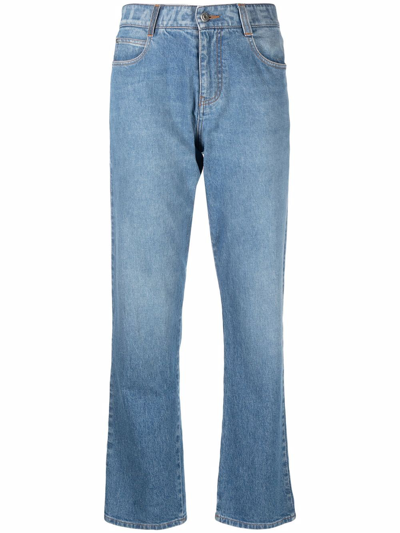 Shop Stella Mccartney Salt & Pepper Logo Slim-cut Jeans In Blue
