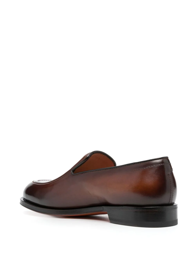 Shop Santoni Distressed 25mm Loafers In Brown