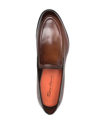 Shop Santoni Distressed 25mm Loafers In Brown