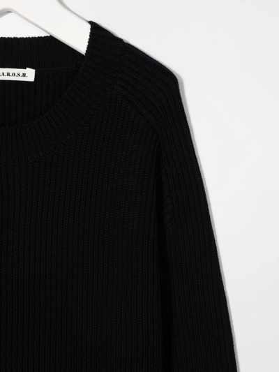 Shop P.a.r.o.s.h Laura Ribbed-knit Jumper In Black