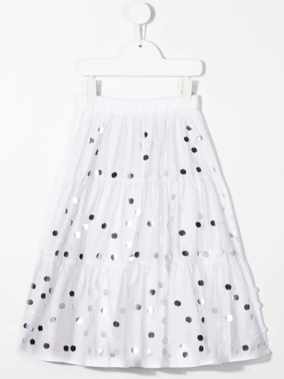 Shop P.a.r.o.s.h. Cindera Disc-embellished Tiered Skirt In White