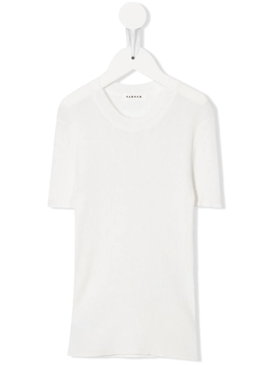 Shop P.a.r.o.s.h Cipria Ribbed-knit Top In White