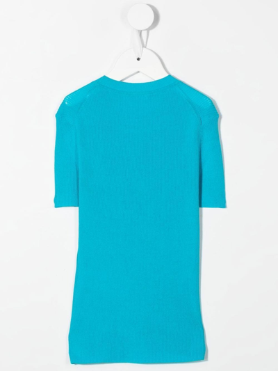 Shop P.a.r.o.s.h Cipria Ribbed-knit Top In Blue