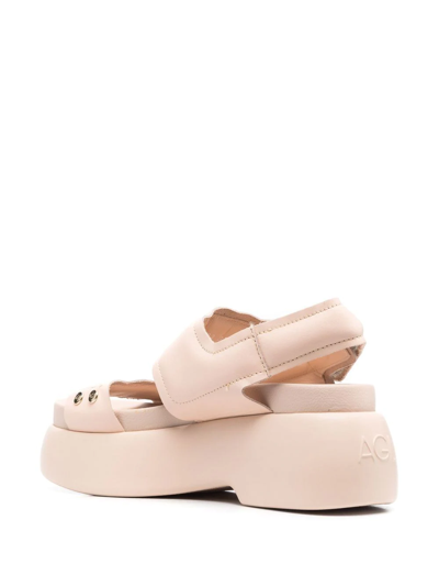 Shop Agl Attilio Giusti Leombruni Double-strap Leather Sandals In Pink