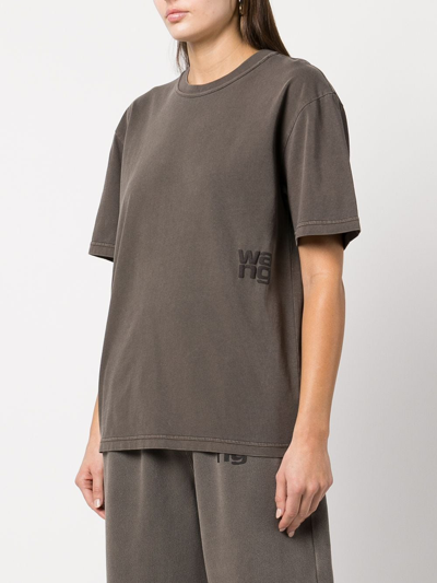 Shop Alexander Wang Logo-print Cotton T-shirt In Brown