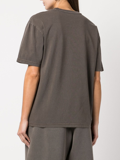 Shop Alexander Wang Logo-print Cotton T-shirt In Brown