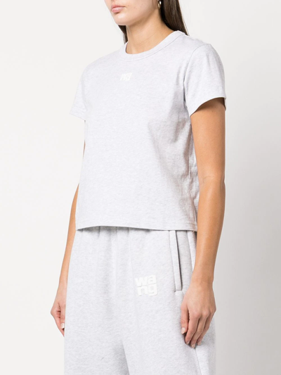 Shop Alexander Wang Logo-print Cotton T-shirt In Grey