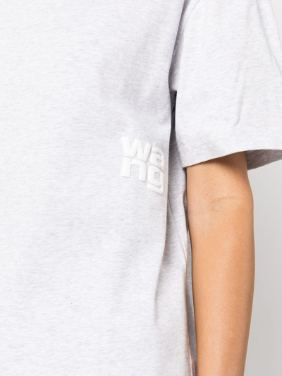 Shop Alexander Wang Logo-print Cotton T-shirt In Grey