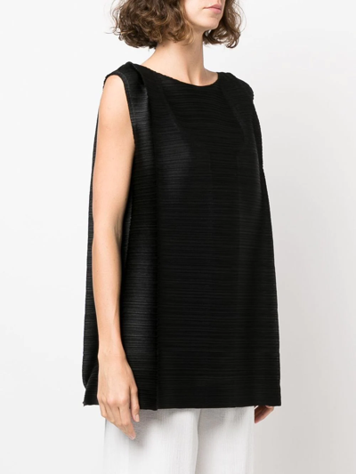 Shop Issey Miyake Hopping Pleated Sleeveless Tunic In Black