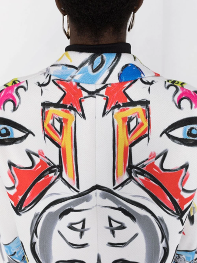 Philipp Plein Agnelli Graffiti-print Single-breasted Coat In White