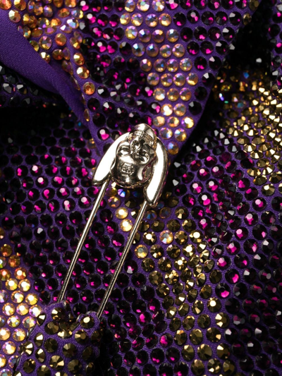 Shop Philipp Plein Crystal-embellished Zebra-print Dress In Purple