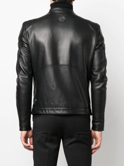 Philipp Plein Zip-through Biker Jacket In Black