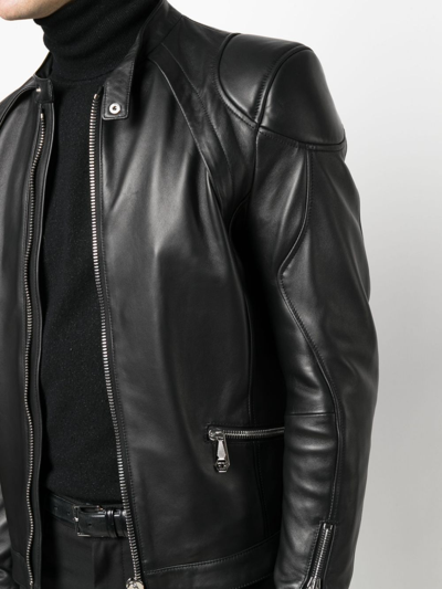 Shop Philipp Plein Zip-through Biker Jacket In Black