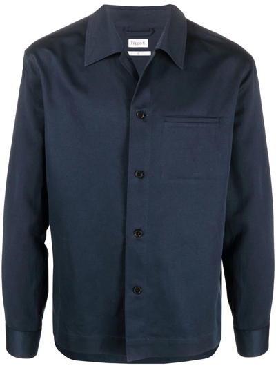 Shop Filippa K Chest Patch-pocket Overshirt Jacket In Blue