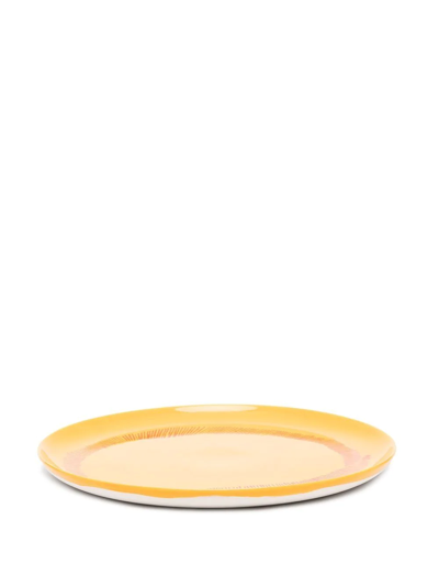 Shop Serax Swirly Stripe Ceramic Plate Set In Yellow