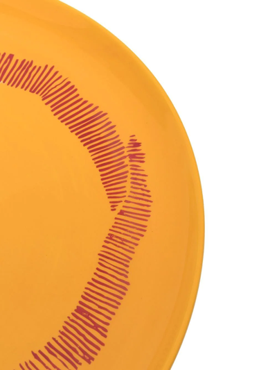 Shop Serax Swirly Stripe Ceramic Plate Set In Yellow