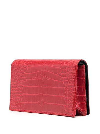 Shop Love Moschino Croc-effect Wallet-on-chain In Red