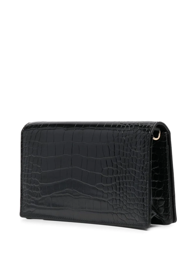 Shop Love Moschino Croc-effect Wallet-on-chain In Black