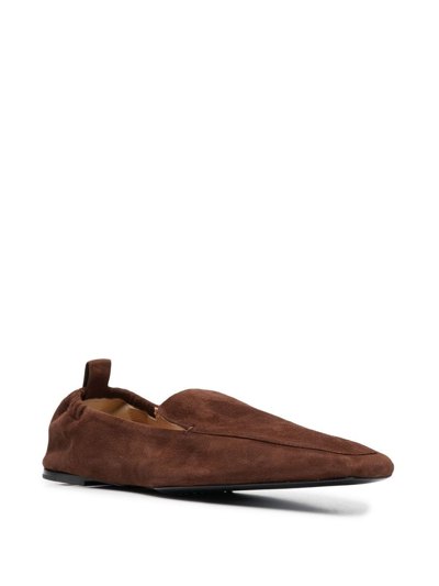 Shop Totême The Travel Square-toe Loafers In Brown