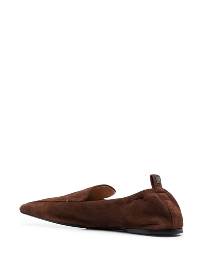 Shop Totême The Travel Square-toe Loafers In Brown