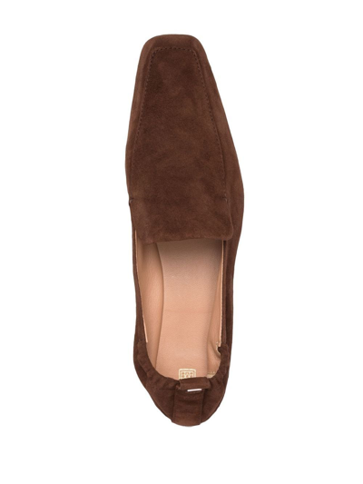 Shop Totême The Travel Square-toe Loafers In Brown