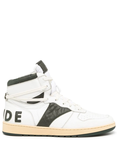 Shop Rhude Logo High-top Sneakers In White