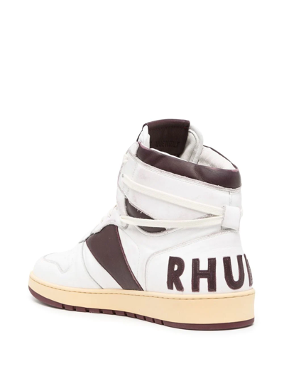 Shop Rhude Logo High-top Sneakers In Red