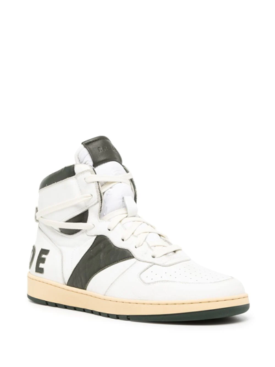 Shop Rhude Logo High-top Sneakers In White