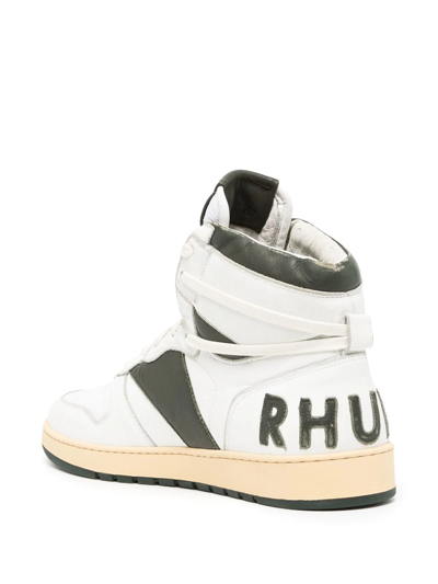 Shop Rhude Logo High-top Sneakers In White