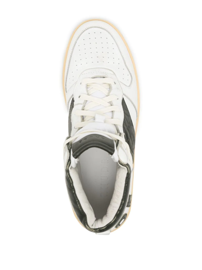 Shop Rhude Logo High-top Sneakers In White