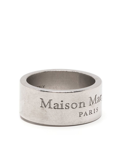 Shop Maison Margiela Logo-engraved Silver-tone Ring