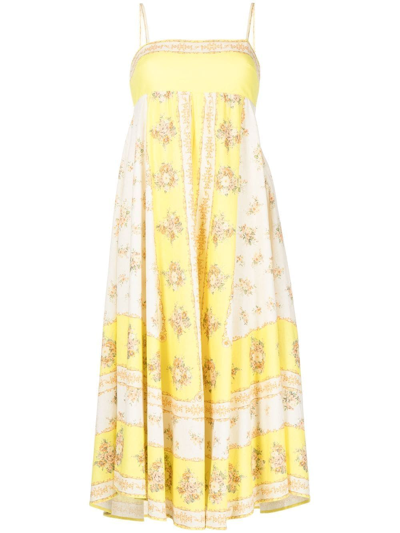 Shop Alemais Catalina Bandana-print Dress In Yellow