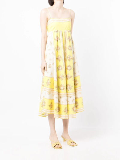 Shop Alemais Catalina Bandana-print Dress In Yellow