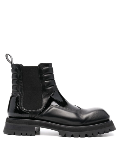 Shop Balmain Panelled Quilted Boots In Black