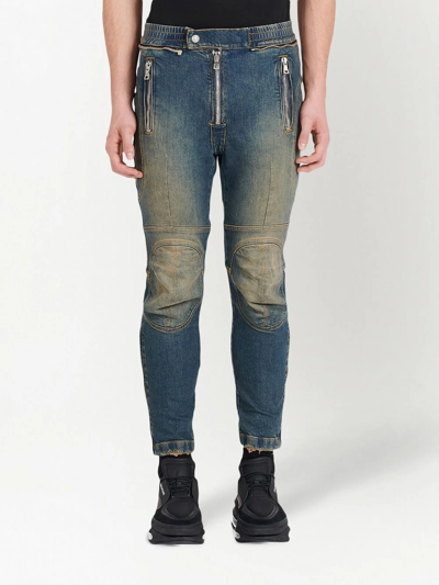 Balmain Two-tone Skinny Jeans In Black