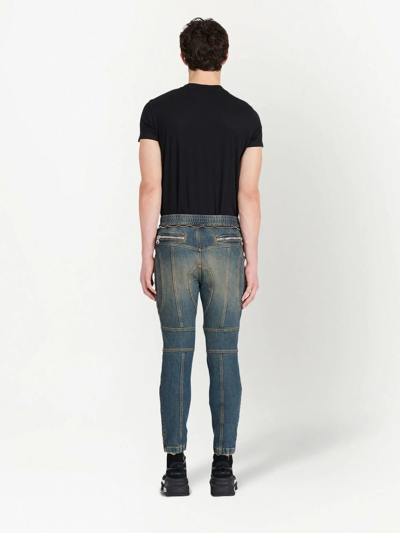 Balmain Two-tone Skinny Jeans In Black