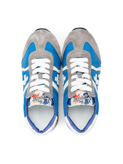 Shop Premiata Lucy Panelled Leather Sneakers In Blue