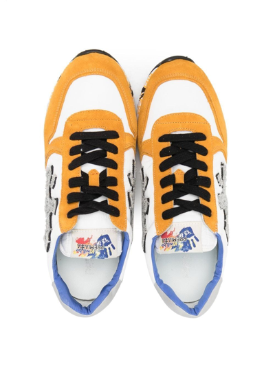 Shop Premiata Teen Colour-block Low-top Sneakers In Yellow