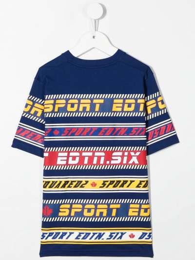 Dsquared2 Colour-block Logo T-shirt In Blue