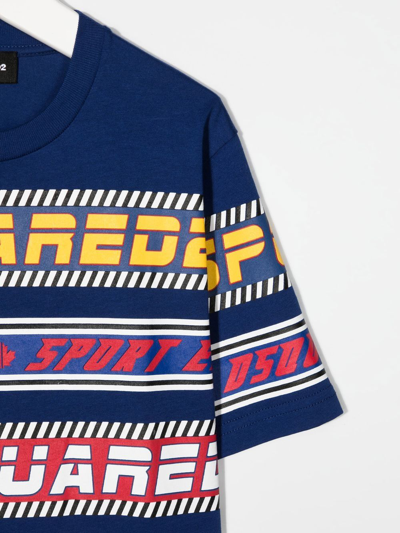 Dsquared2 Colour-block Logo T-shirt In Blue